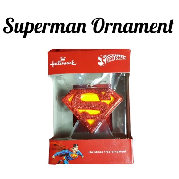 NIB Hallmark DC Comics Superman Logo 3-D Christmas Glitter Ornament - Picture 1 of 7
